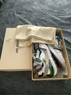 Axel Arigato White and Green Low-Top Sneakers